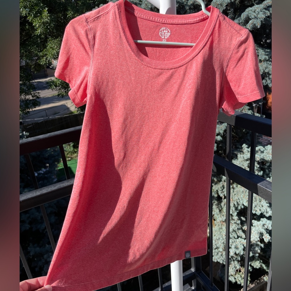 Women’s Coral REI tech running / hiking / adventure shirt